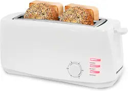 The cool touch long slice toaster can toast a wide variety of your favorite breads. The large toasting slot can...