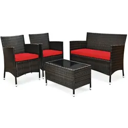 This wicker outdoor furniture set is not easy to deform and shake. Besides, the steel tube is covered with hand-woven...