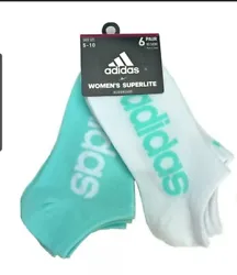 New ADIDAS Size 5-10 No-Show 6 Pairs Multi Colors with Logo Women Socks.