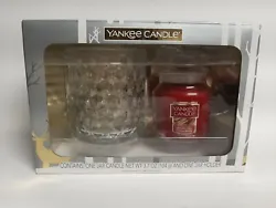 Yankee Candle Sparkling Cinnamon 3.7oz Jar Candle & Jar Holder Gift Box. NEW..