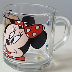 Vintage Anchor Hocking Walt Disney Co Mickey&Minnie Mouse Glass Mug Cup. 3.5