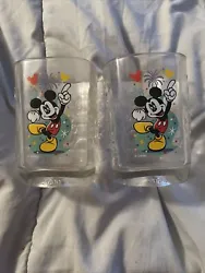 2000 McDonalds Walt Disney World Mickey Mouse Glass Cup Lot of 2.