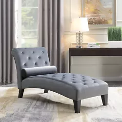 Upholstered in an elegant microfiber fabric with button tufted back and seat for a luxurious finish. This indoor chaise...