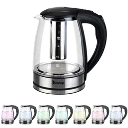 The ZOKOP 110V 1500W 1.8L Electric Glass Kettle is the perfect blend of elegance and functionality. A halo of blue LED...