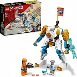 LEGO NINJAGO Le robot de puissance de Zane - Évolution. Zane avec un sabre et le Cobra mécanique avec un fusil...
