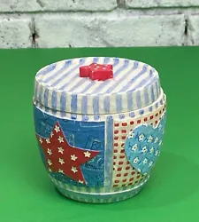 This vintage red, white, and blue patriotic covered container is a unique addition to any collection. Perfect for all...