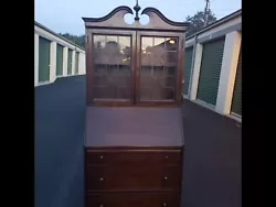 Antique 19th Century Hand Refurbished to match original stain, has upper hutch with glass and working key. This master...