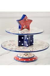 Includes big pedestal cake plate, small pedestal cake plate, and decorative starDishwasher, refrigerator-, and...