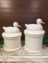 cookie jars vintage Duck. Small One and one is medium. Condition is 