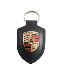 Black Porsche Emblem Crest Keychain.