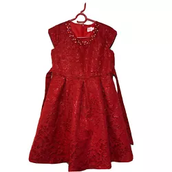 Wonder Nation Dress Girls size 10 Christmas Party Red Floral bedazzled sparkly. 250