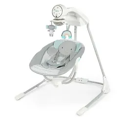 •The Ingenuity InLighten Soothing Swing - Van rotates 180 degrees and swings in 3 directions; unisex design for baby...