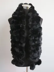 100% real rabbit fur pom poms scarf, 145cm long, 15cm width, new hand made. total 108 rabbit fur balls.