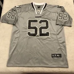 Nike NFL Raiders On Field #52 Khalil Mack Stitched Jersey Silver Black Size 48. Pre-owned. Pretty good condition...