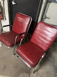 Vintage art deco chairs. 1950,sOriginal Royal metal manufacturing company chairs.Original removable pads. Original...