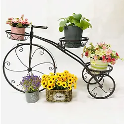 Three-wheeled plant stand (black) — exquisite display of plants, flowers and garden decorations on the decorative...