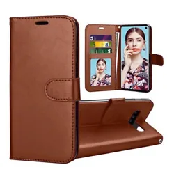 For Samsung S10 Leather Flip Wallet Phone Holder Protective Case Cover BROWN Leather Flip Wallet Phone Holder...