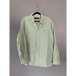 Ralph Lauren green/white stripe long sleeve oxford size 17-1/2