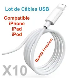 1M environ / Câble Renforcé plus robuste / Connectiques en aluminium. Broche 8 pins vers prise USB / IOS 9 et toutes...