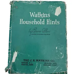 Watkins Household Hints by Elaine Allen 1941 Vtg Hardcover Book with Spiral BindingDust jacket folds out to a scene of...
