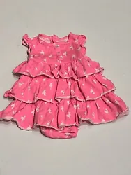Baby girl flamingo dress bodysuit. Snap button closure. In excellent used condition, no sign of wear. Flamingo pattern...