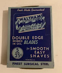 Vintage Case (20) Boxes Waltham Shaving Blades NOS full Surgical Steel. Condition is 