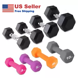 About BatPower Rubber Coated Hex Dumbbell Hand Weight Set 5-35 lbs. Solid Cast-Iron: BatPower Rubber Hex Dumbbell is...