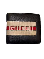 Gucci Signature Web Leather Mens Wallet - Black/white/Maroon. Used for a year, front side a little worn. No case from...