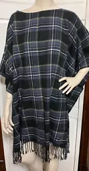 NWOT DKNY Flannel Black & White Plaid Shawl OS Pullover. Shipped with USPS Parcel Select Ground.Size 33” X 36”...