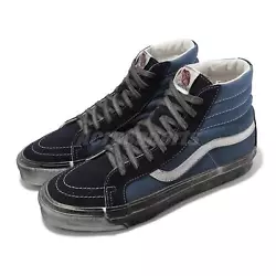 Vans Vault OG SK8-Hi LX Stressed Navy Blue Men Unisex Casual Shoes VN0A4BVBNGJ   S/N:  VN0A4BVBNGJ  Color:  STRESSED...