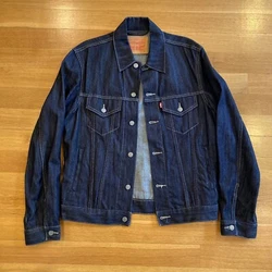 Levi Strauss Co. Mens Full Button Denim Trucker Jacket Size Medium Indigo Raw.
