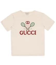 NWT Gucci short-sleeved T-shirt with maxi tennis logo. T-Shirt Fuchsia Kids Gucci 586167 XJBK2Composition: COTTON...