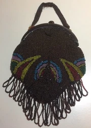 Antique French Art Deco Beaded Purse in used condition there are some missing beads on the handle. See all photos for...