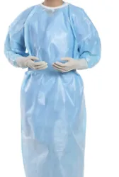US Seller !!!’Disposable Isolation SPP Gowns Knit Cuff Medical Dental,25gsm Blue 10 Pack. 115cm x 137cmLarge Exp....