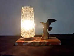 Ancienne lampe veilleuse art déco, support marbre Veiné.