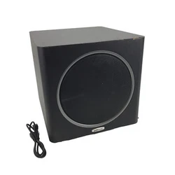 The subwoofer has visible scratches, marks, and scuffs on the surface. Also has chipped spots. There is a dent on the...