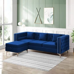 Modular Sectional Sofa with Storage Chaises, L-Shaped Couch with Storage Ottoman, Velvet Reversible Convertible...