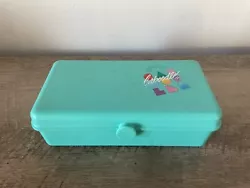 Vintage Caboodles Turquoise Mirror Makeup Cosmetic Travel Case - Small. About 8” x 4”, has some marks on and in it