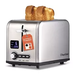 Details: Sleek stainless steel Toaster 2 slice with wide slots and LCD display panel 6 browning levels for toasting and...