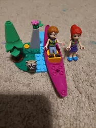 LEGO 41679 Friends Forest House section with racoon Ann Mia kayak canoe boat.