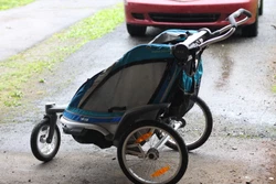 The stroller can be used with the front open, alternatively there are three different covers. There is a rain cover, a...