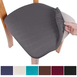Features: Unique Stretchable Fabric Polyester Spandex.These protective kitchen chair covers feature a Seersucker &...