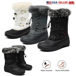 ♢ Mid Calf. Easy To Wear: Slip on these winter snow boots with ease and adjust for a snug fit with the bungee cord...