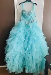 Turquoise Quinceanera Dress Laced Up *Size 6*. Used Once.Like New.GREAT PRICE!