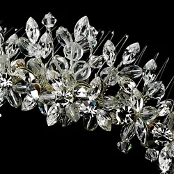 A striking composition of sparkling Swarovski crystals and dazzling clear rhinestones in a lovely and subtle floral...