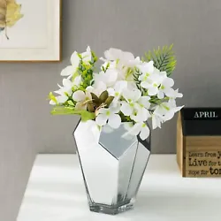6 inch geometric glass flower vase with mirrored silver finish **Plants not included** Great as an elegant way to...
