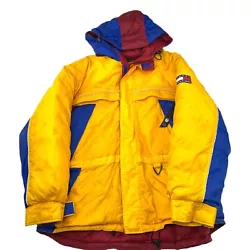 VTG Tommy Hilfiger Full Zip SPELLOUT 90s Hip Hop Puffer Jacket XL Color Block. Used condition, does come with small...