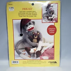 Peejay Sock Monkey Kit 21” Stuffed Animal Toy. by Leisure Arts Craft.