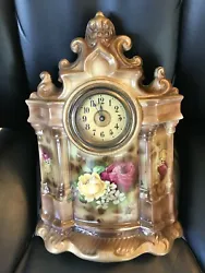 Beautiful Antique China Clock, unmarked, about 15.75 x 10.5
