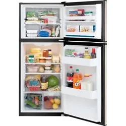 Mid-size refrigerator with top freezer. Very good condition. Silver stainless steel. Keeps food fresh and frozen food...